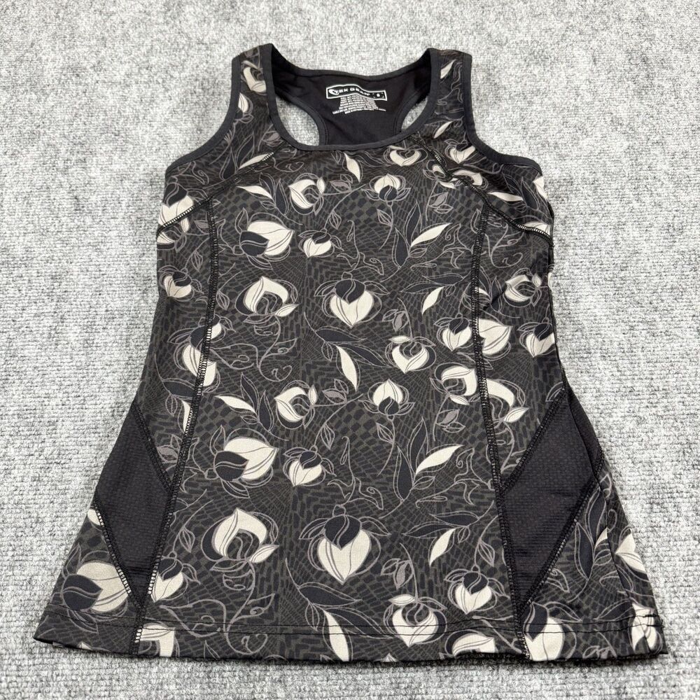 Tek Gear Women’s Built-In Bra Athletic Tank Floral Print Gray Black Size S - Picture 1 of 5